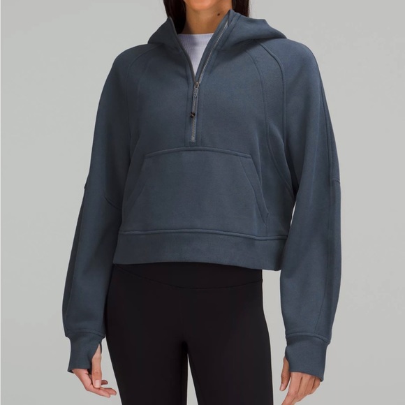 lululemon athletica Tops - Lululemon blue scuba oversized half zip hoodie. Barely worn. Size xs/s